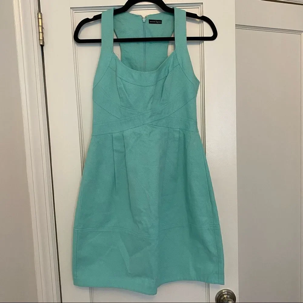 💙 Nanette Lepore Textured Basketweave Tiffany and Co Blue Dress size XS